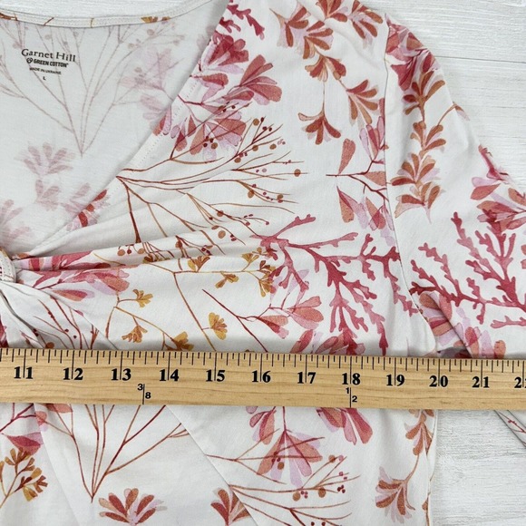 Garnet Hill 2 pc Pajama Set Shirt & Shorts Women Large Pink Floral Cotton Tencel - Picture 8 of 15